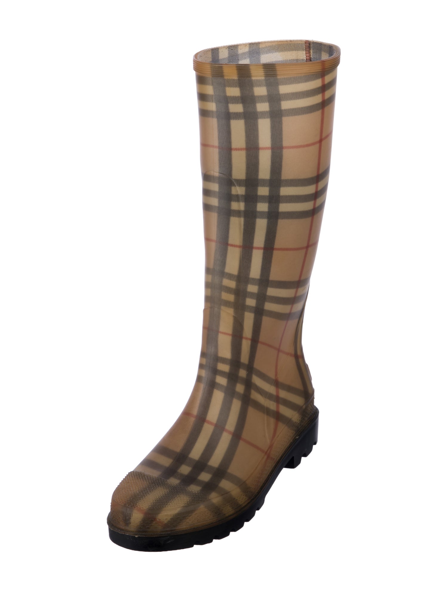 Burberry Rubber Plaid Print Rain Boots